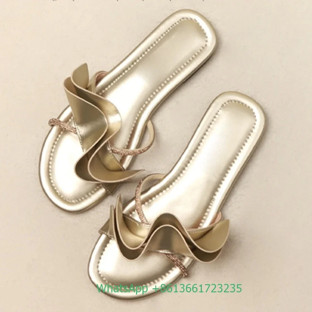 pleated-skirt-flat-women-slippers-crystal-cross-strap-slip-on-summer-shiny-sandals-open-toe-gold-silver-fashion-sexy-slides