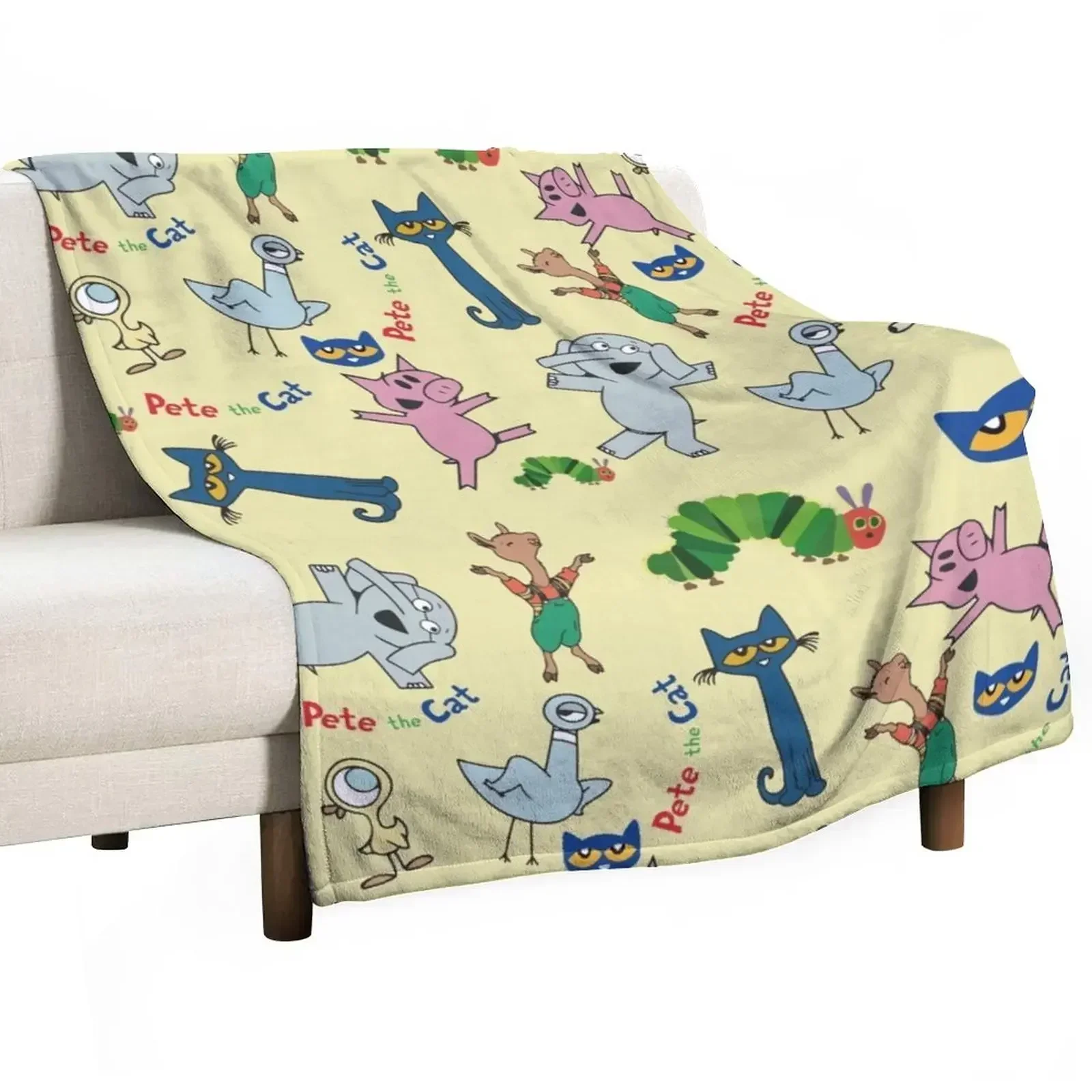 Storybook characterts pattern Throw Blanket Bed Flannel Fabric Designers Tourist Blankets