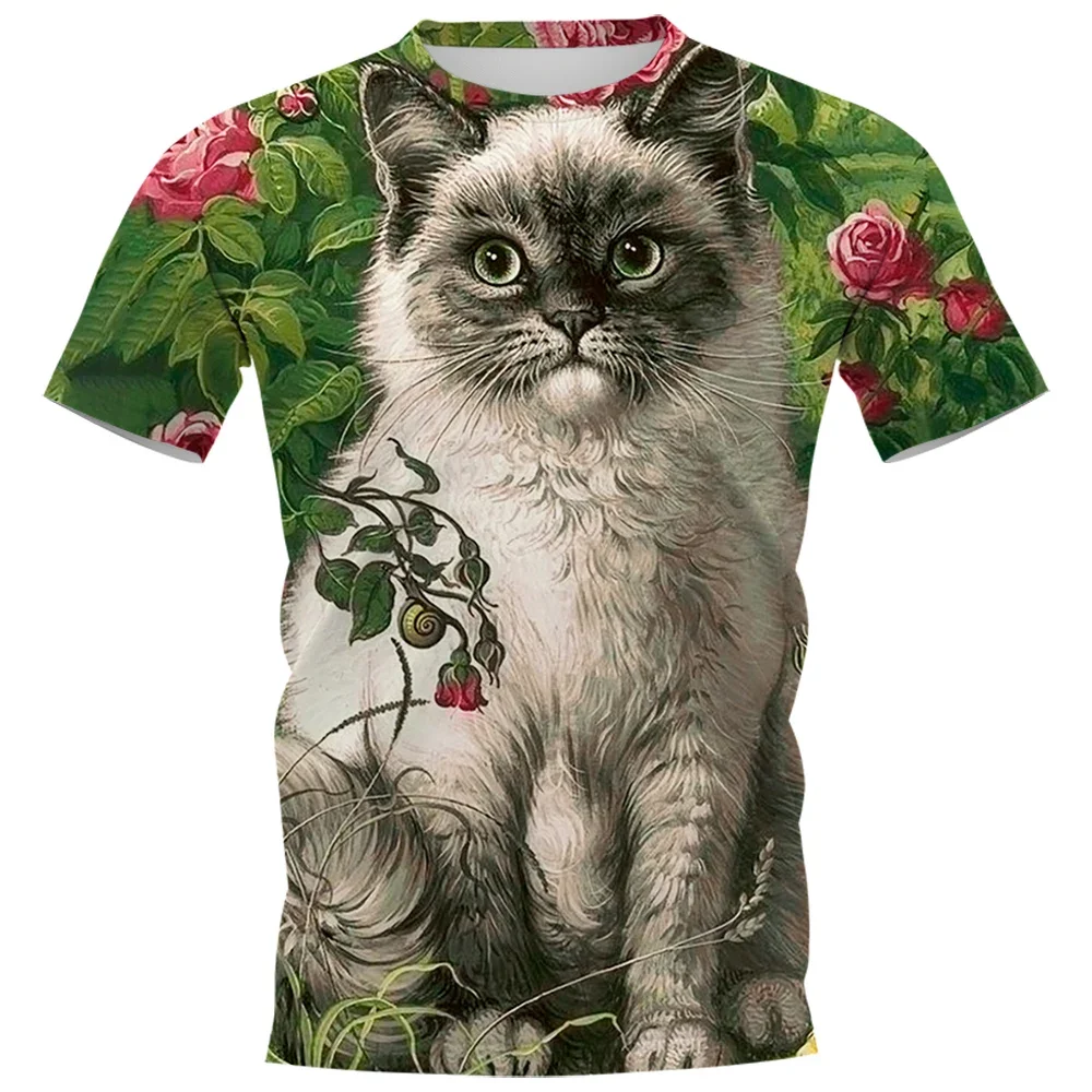 HX Fashion Animals T-shirts Funny Cute Ragdoll 3D Printed T Shirts Men Women Casual Shirts Summer Short Sleeve Tees