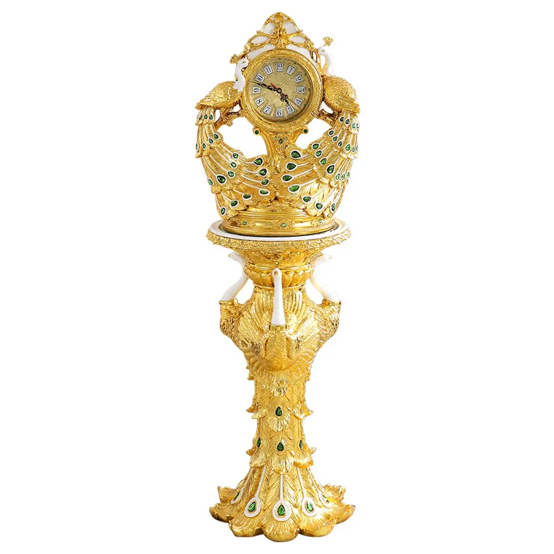European floor clock American living room modern peacock clock villa decoration