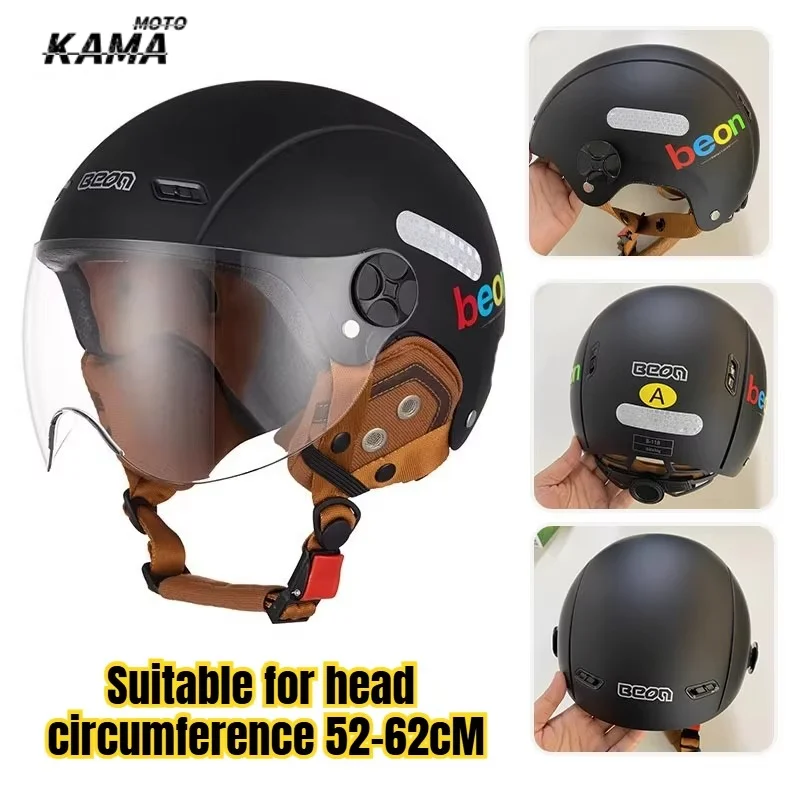BEON Light Helmet Electric Motorcycle Lightweight Half Helmet Detachable Warm Ear Protection Capacete De Motocicleta