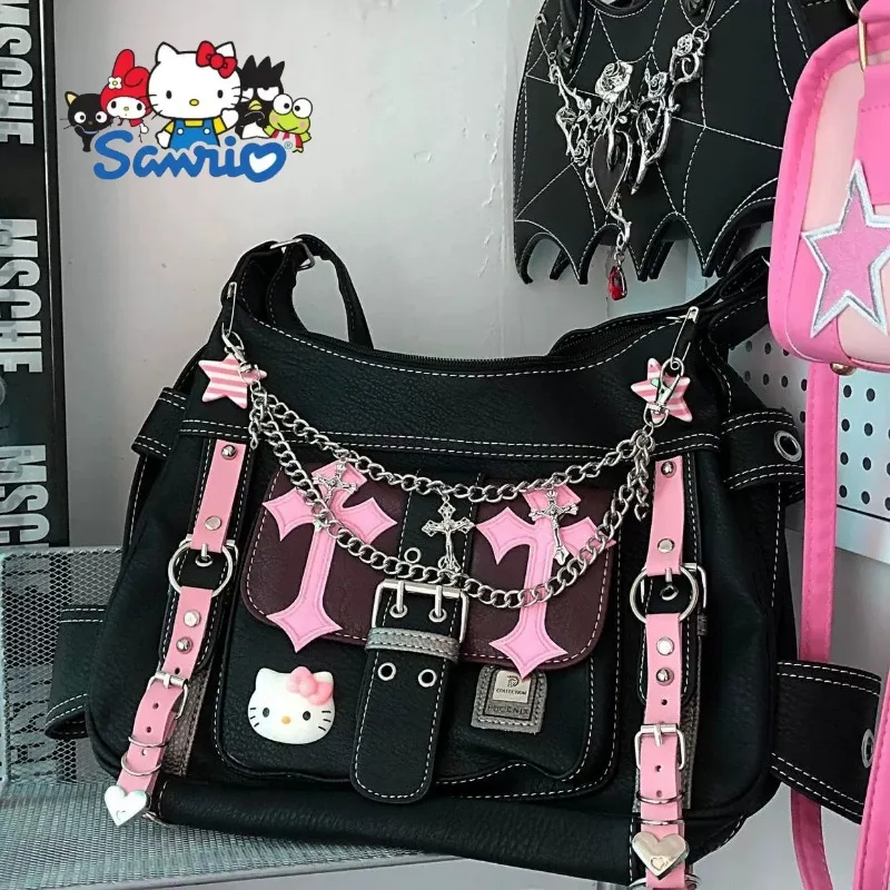 Sanrio Hello Kitty Vintage Pink Cross Single Shoulder Bag Crossbody Bags Women Hot Girl Handbag Y2k Tote Bag Gift High Capacity