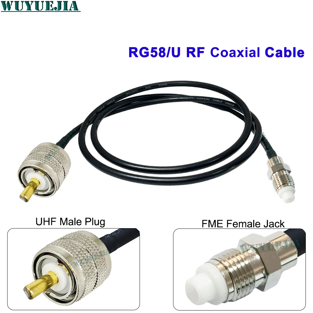 UHF Female to FME Male RG58/U RF Coaxial Cable Braided Shield Stable Signal For Antenna Radio Wireless Device Connection Line
