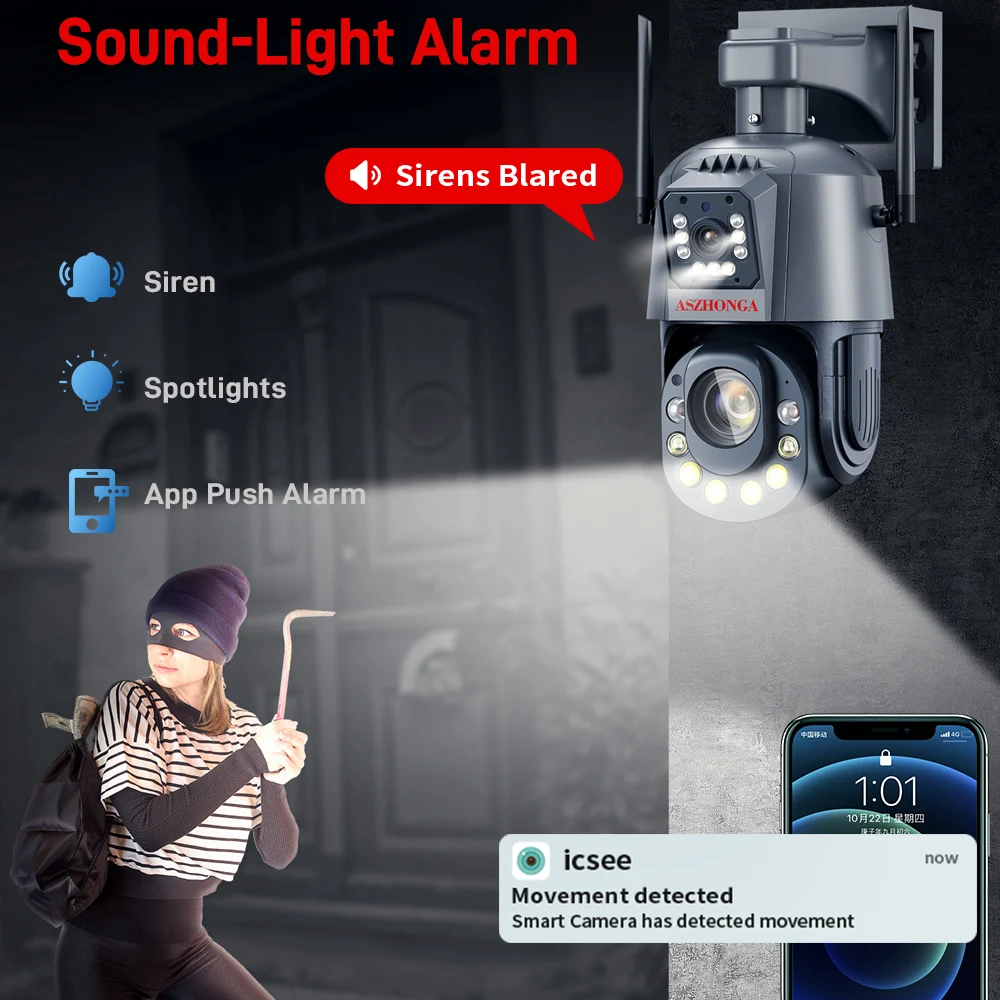 4G WIFI Surveillance Camera Dual Lens 6MP 60X Optical Zoom for Security Protection Human Detection Outdoor IPTV Security Camera