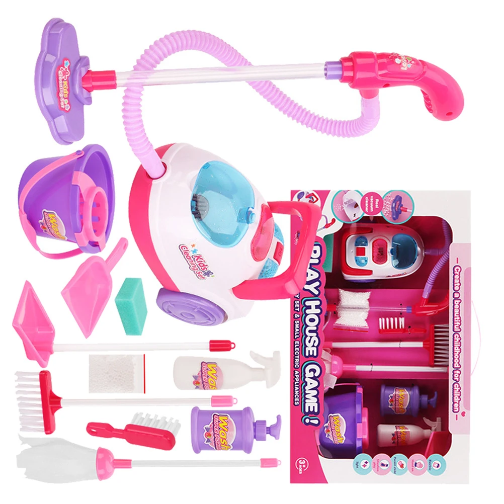 

11pcs Simulation Vacuum Cleaner Cleaning Tool Kids Toy Set Plastic Bright Colored Safe Fun Creative Toddler Housework
