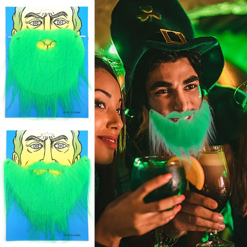 Green Fake Beard Women Men Adjustable Elastic Plush Fake Beard The Carnival Irish Funny Breathable Party Props Fashion Accessory