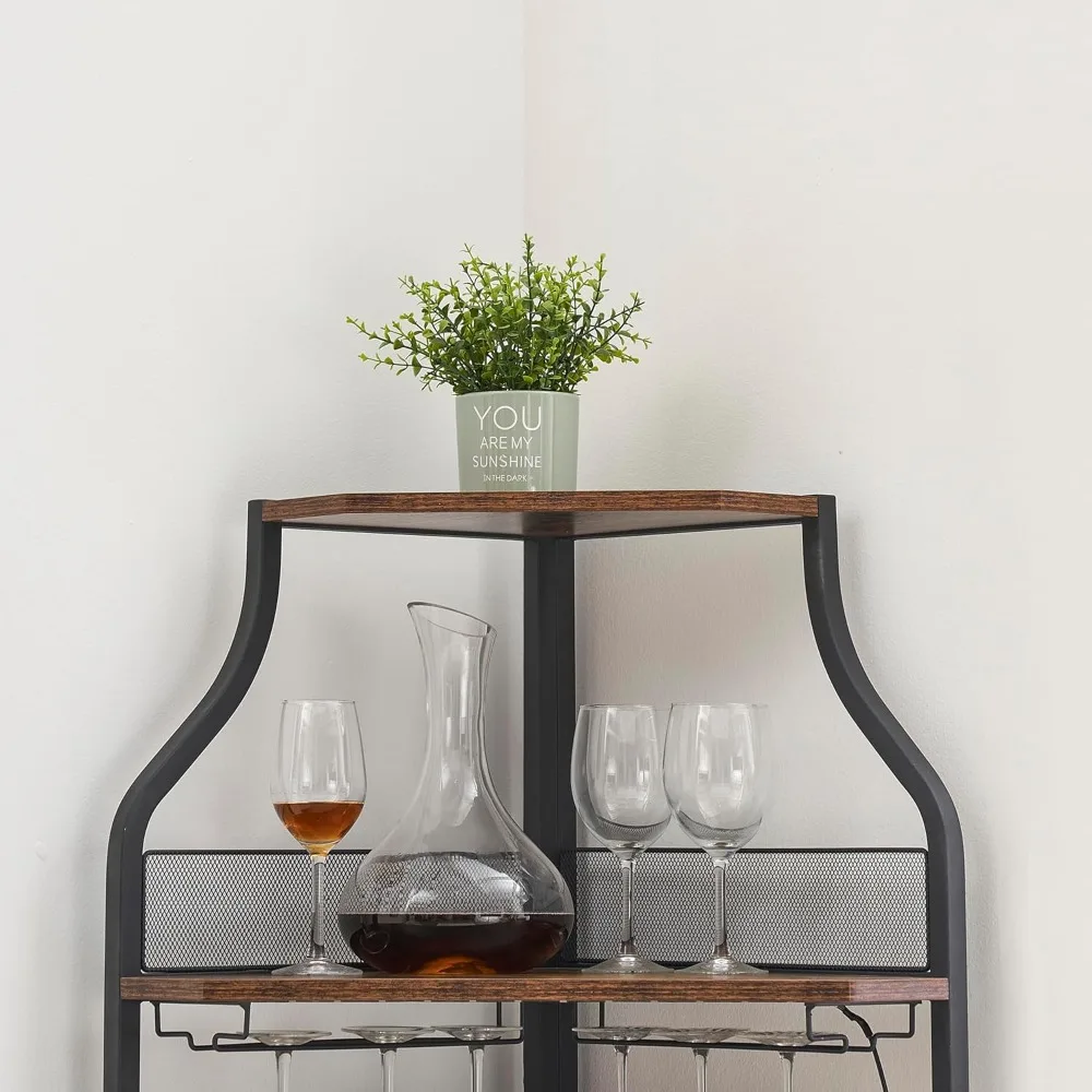 Armadietto da bar per vino con griglia staccabile, portabicchiere, piccolo credenza, armadietto da buffet per uso multiuso