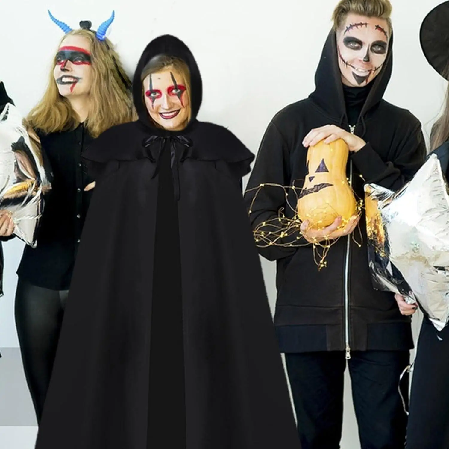 

Gothic Sle Hooded Robe with Belt loween Stage Performance Costume Women's Traditional Chinese Clothing Polypropylene