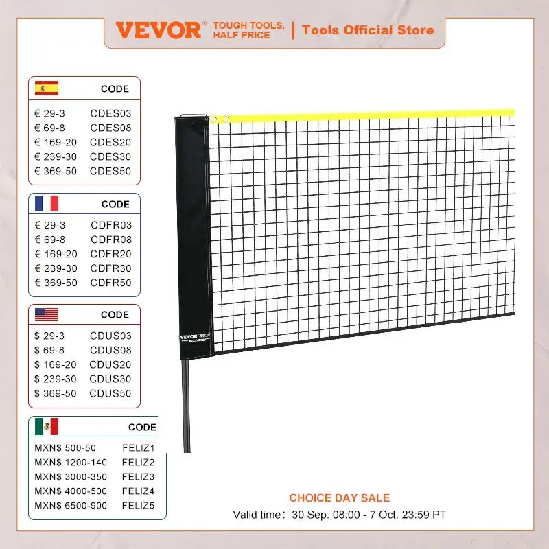 

VEVOR Badminton Net Height Adjustable Volleyball Net 20ft Wide Foldable Pickleball Net Portable Tennis Net Set with Poles Stand