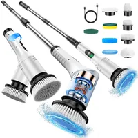 Nettoyeur électrique rotatif 9 en 1, brosse de nettoyage sans fil, poignée télescopique, écran LED, nettoyeur sans fil pour salle de bain, cuisine, sols et carrelages 1