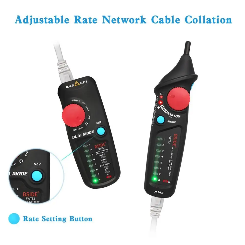 BSIDE Network Cable Tracker Digital + segnale analogico RJ11/RJ45/Cat5/Cat6 tracciatore telefonico Ethernet LAN Tester Detector Finder