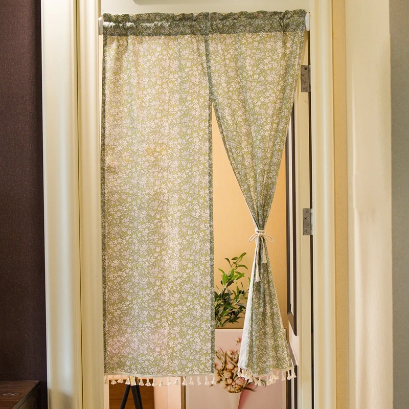 Home Curtains Fabric Curtain Living Room Bedroom Door Curtain Japanese Style Cotton Linen Semi-shading Short Valance