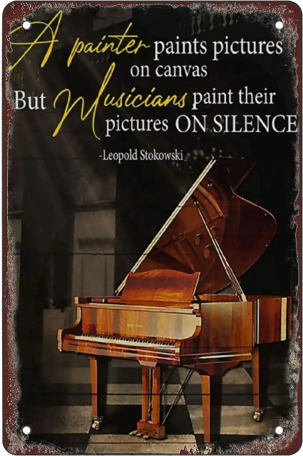 

Metal tin Sign Musicians Paint Their Pictures On Silence for Home Furnishing,Bedroom,Garage,Farm House,Man cave Wall Decor 8X12