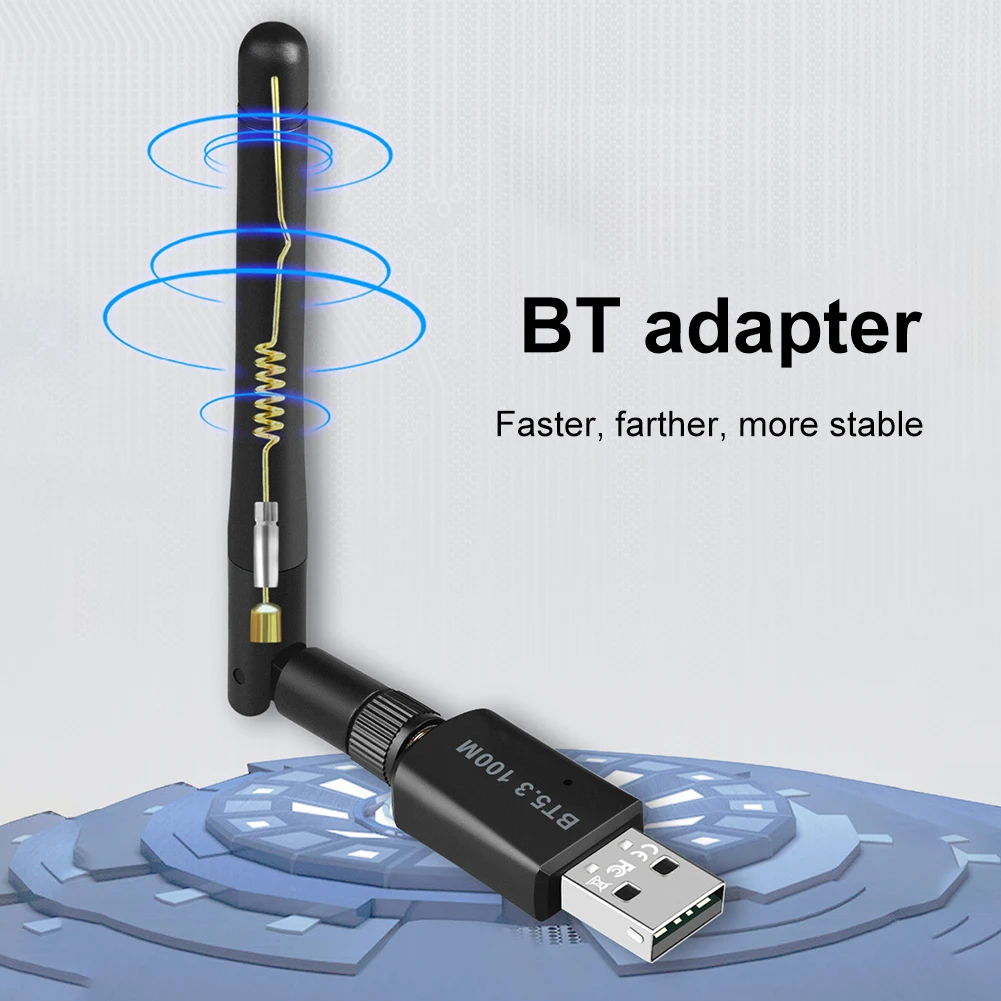 100M Long Range Bluetooth 5.3 Adapter Support Windows 7/win8.1/win10/11 for PC Computer 3Mbps Audio USB Receiver Transmitter