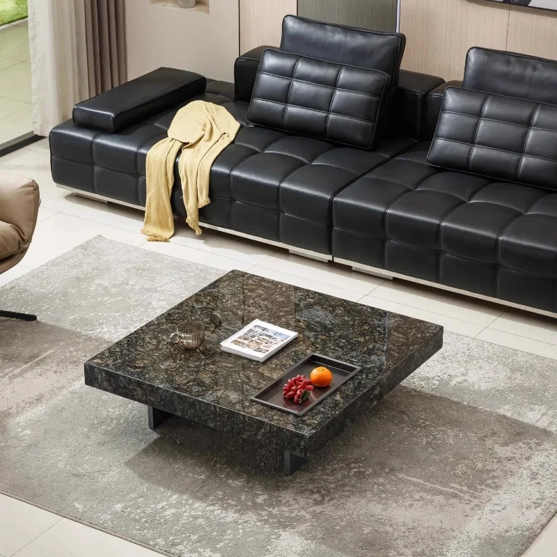 Imported natural luxury stone, platinum diamond floating coffee table, modern minimalist square box coffee table