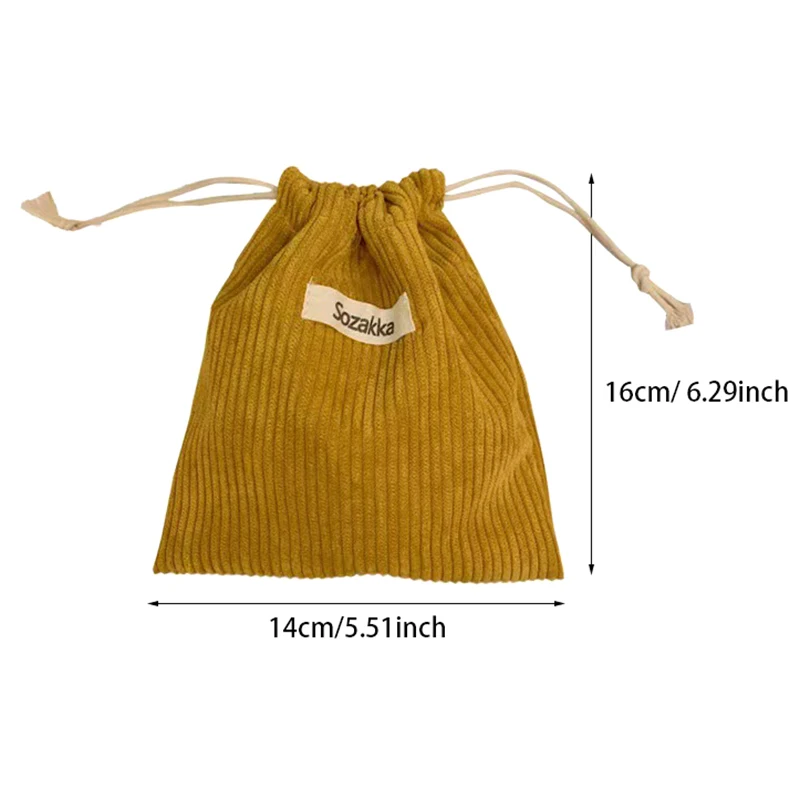 1 Stuk Effen Kleur Corduroy Drawstring Cosmetische Tassen Kerst Cadeau Pakket Opbergtas Hoge Kwaliteit Lippenstift Candy Organizer Zakje