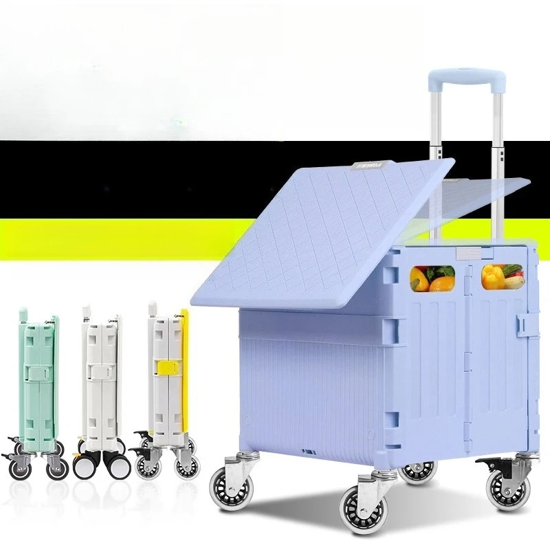 

Shopping trolley Household light portable folding shopping cart Shopping courier trolley pull rod trailer pull goods