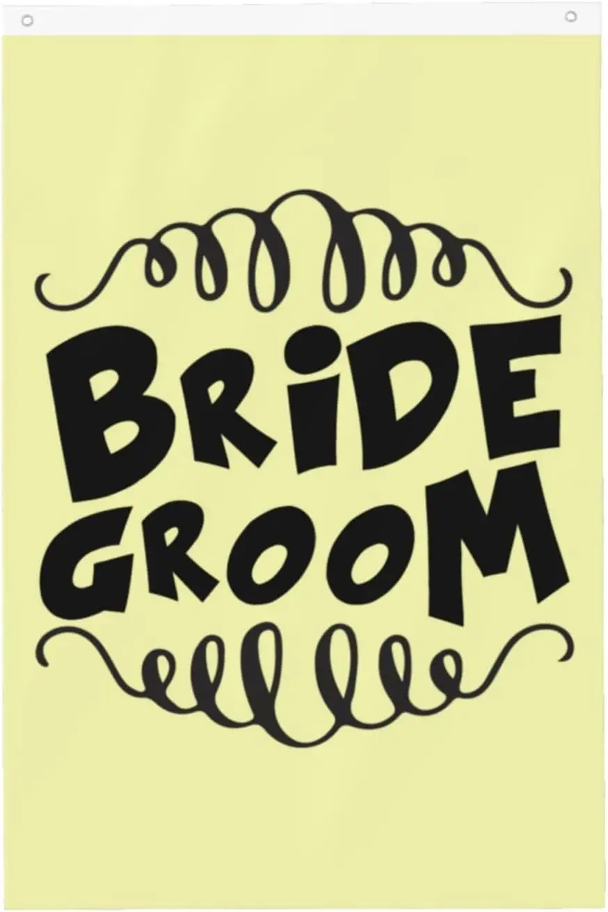 Bride Groom Wedding Double-Sided Flag 2x3ft (Vertical) Vibrant Colors, Fade-Resistant Ideal For Indoor/Outdoor Gardens, Scho IIC