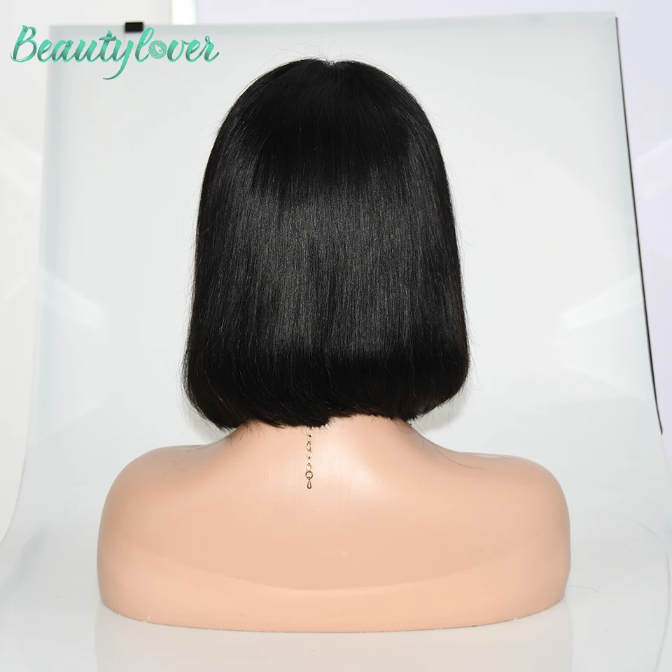 180% Density Straight Short Bob Wig Headband Wigs Human Hair Bob Wigs For Woman 10-14 Inch Scarf Wigs Full Machine Made