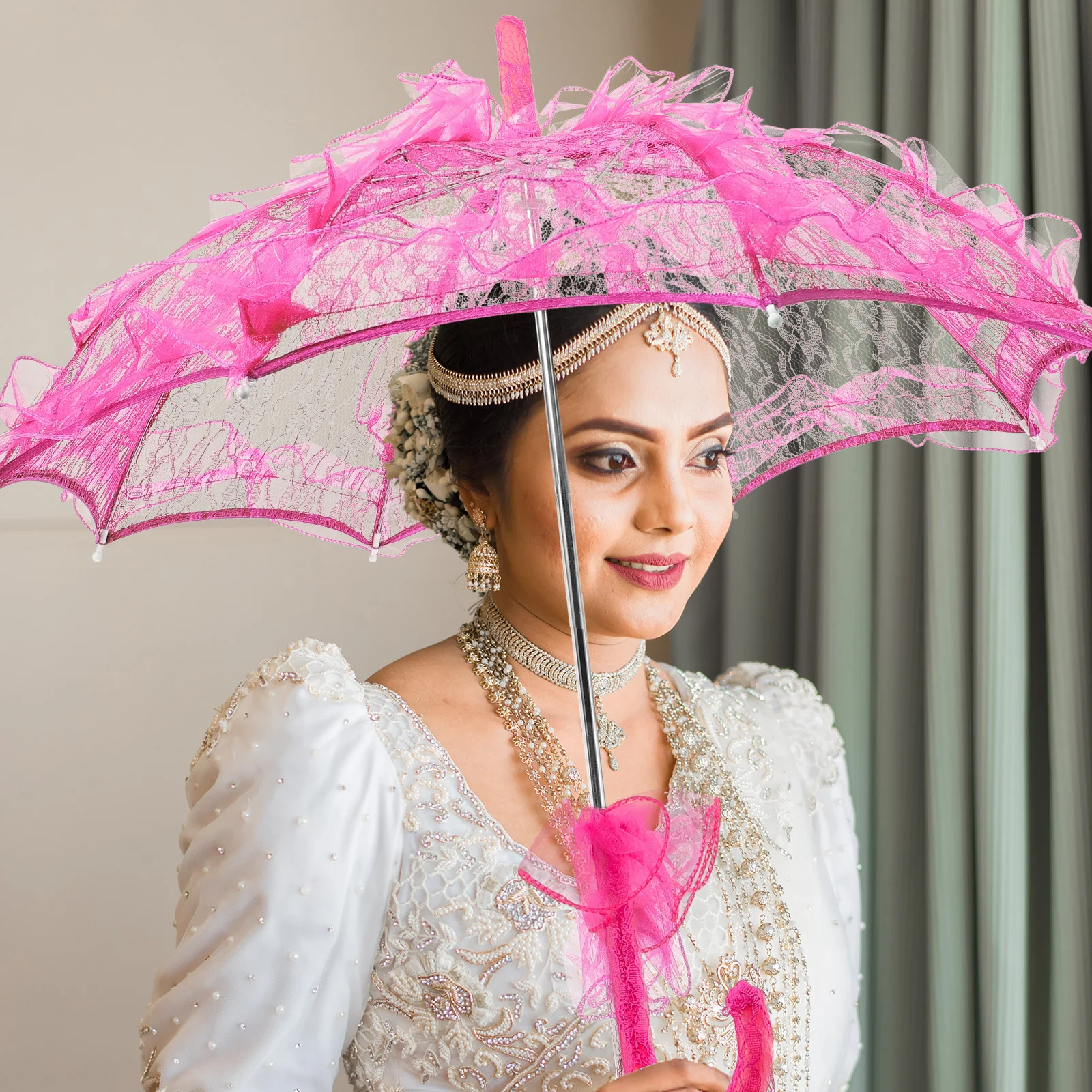 الزفاف ديكور حفلة الرقص صور زهرة المظلات الدعامة خمر الدانتيل مظلة مظلة عتيقة