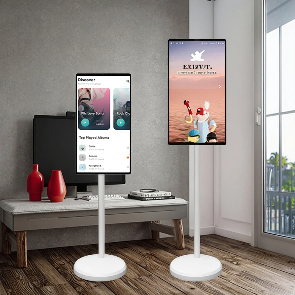 

21.5 Inch Battery-Power Smart Mobile Televisions Tv 4g+64g Android Portable Tv on Wheels Indoor Movable Smart TV