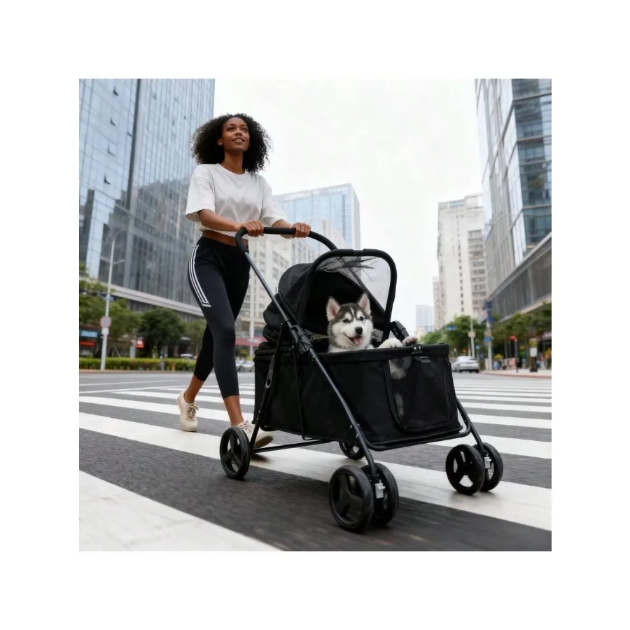 【New style】Pet Stroller With Removable Tote Bag 4-Wheel Foldable Dog Stroller For Small To Medium Dogs Up To 65 Lbs Lightweight