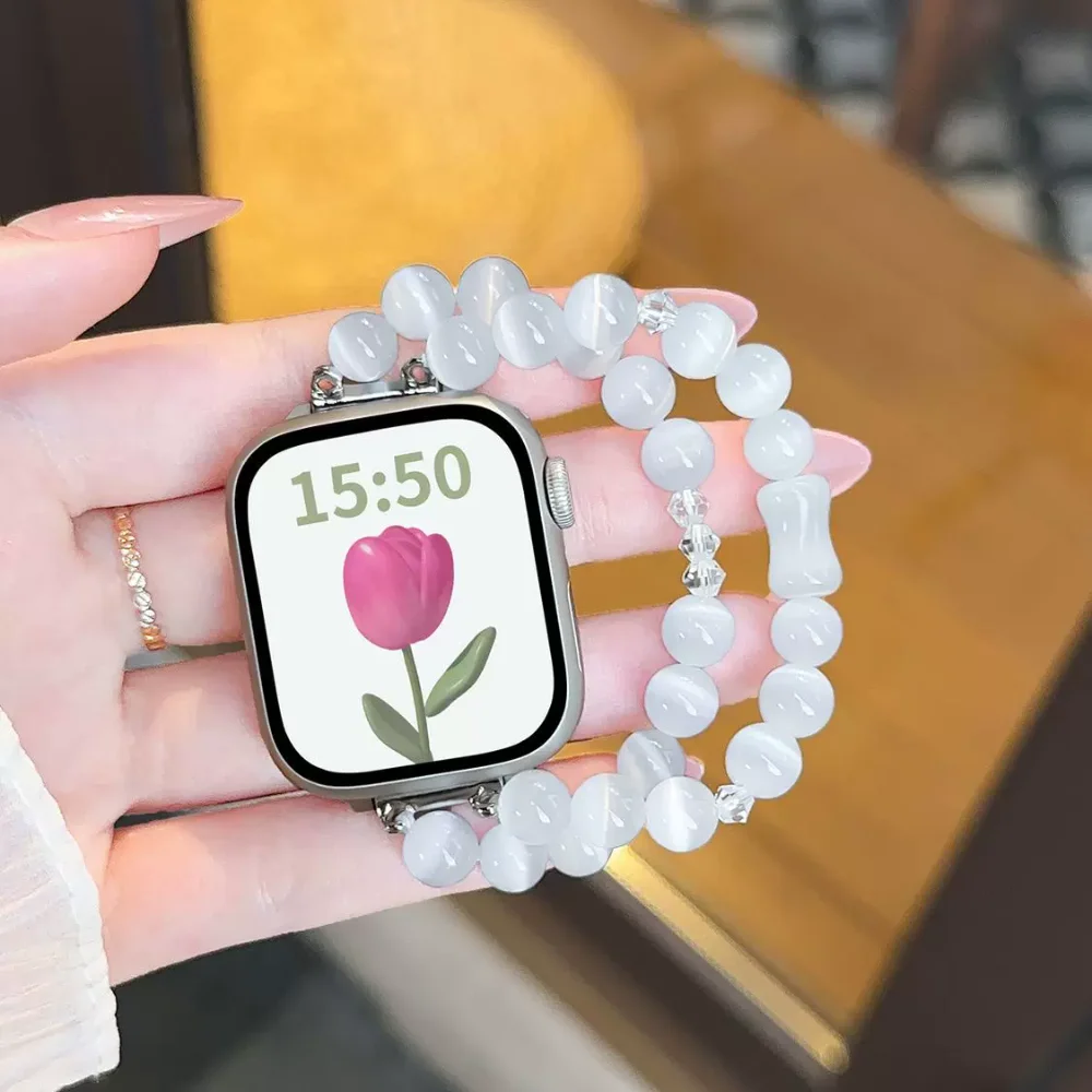 Elastisches Kristallarmband für Apple Watch Ultra 4/3, Damen-Opal-Armband, iWatch 12 11 10 9 8, 38mm 40mm 41mm 42 44 45 46 49mm