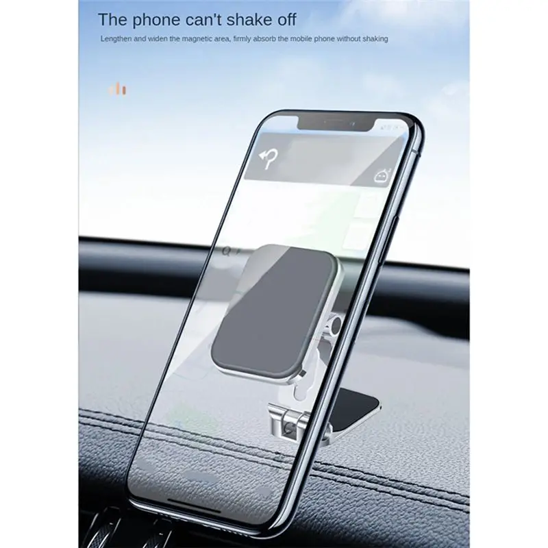 B21B 360° Rotating Foldable Magnetic Car Phone Holder Mobile Phone Mount Stand GPS Support for Alloy Holders Magnet,Black