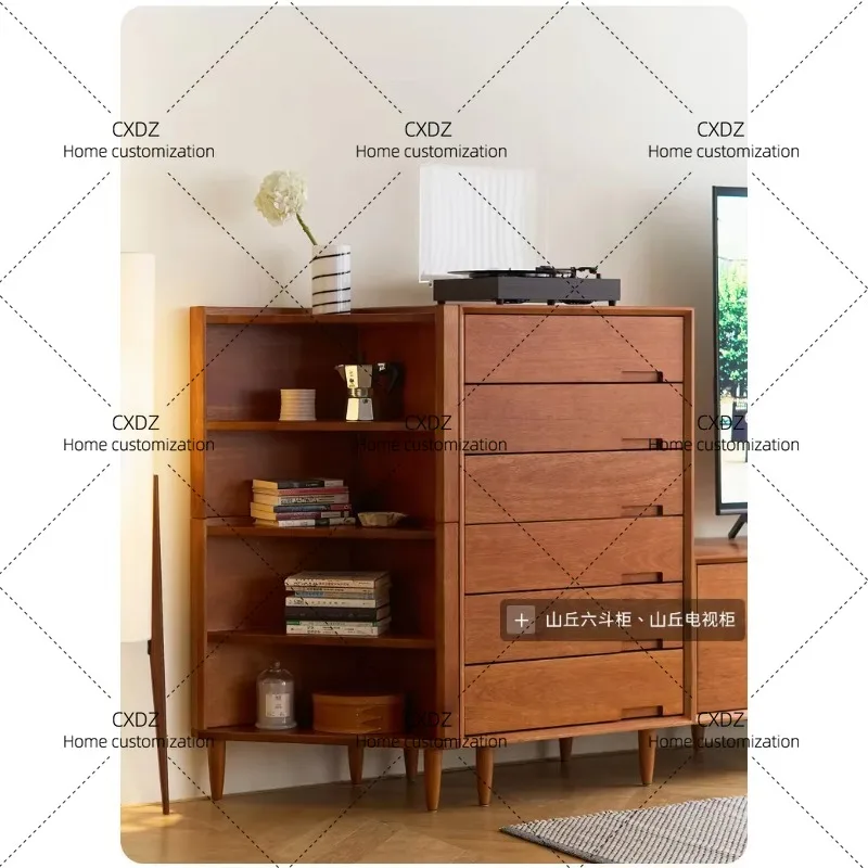 XXBuilding block triangular cabinet, retro style solid wood side cabinet small apartment living room corner, household locker