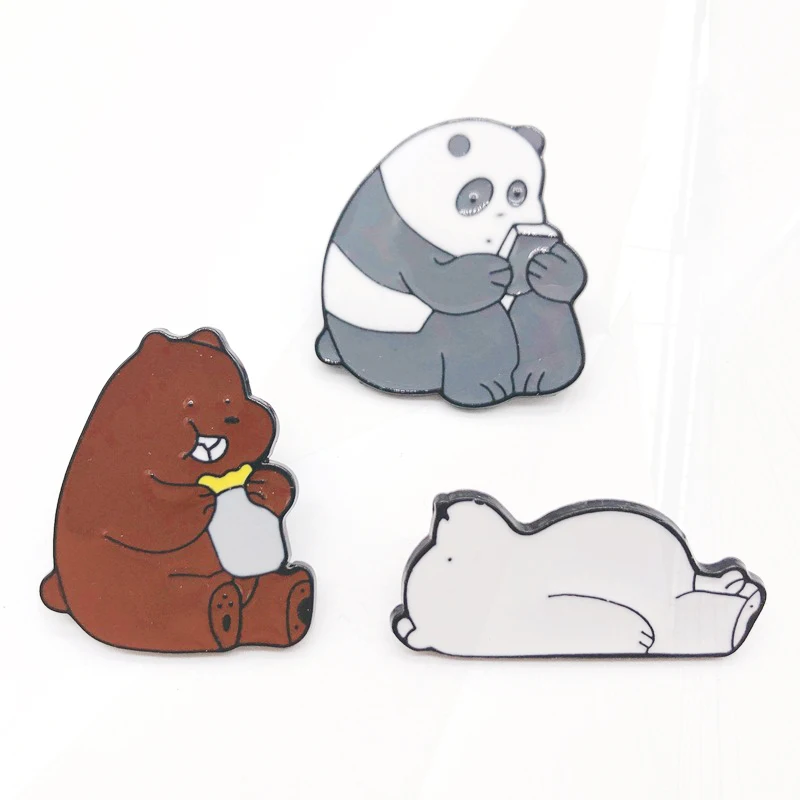 Brooch Cute animal Pines for Clothes badge Fashion grizzly and ice bear Panda Jewelry for kids Cartoon bear collection enamel