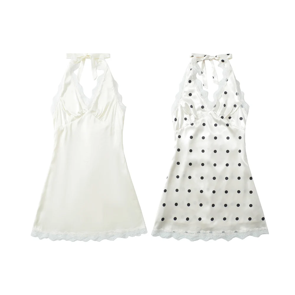 

UNIZERA Women's Dress with Lace and Lace Splicing Deep V-neck Large backless Style Summer New Dress