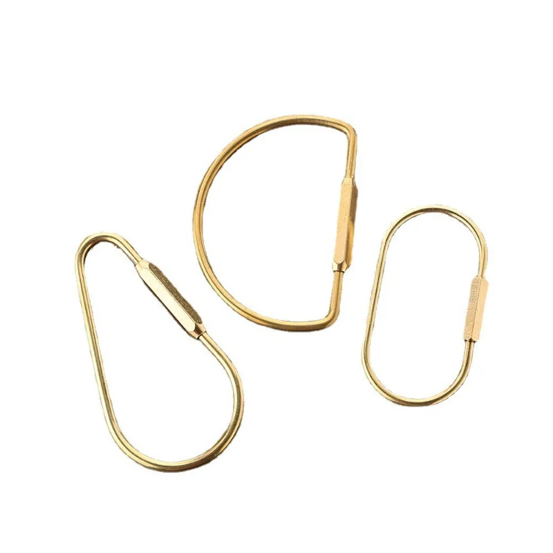 سلسلة مفاتيح نحاسية مع قفل D مفتاح سلسلة ذهبية اللون حلقة تسلق للتخييم بقاء معدات التخييم أبازيم السنانير حلقة رئيسية الملحقات #6