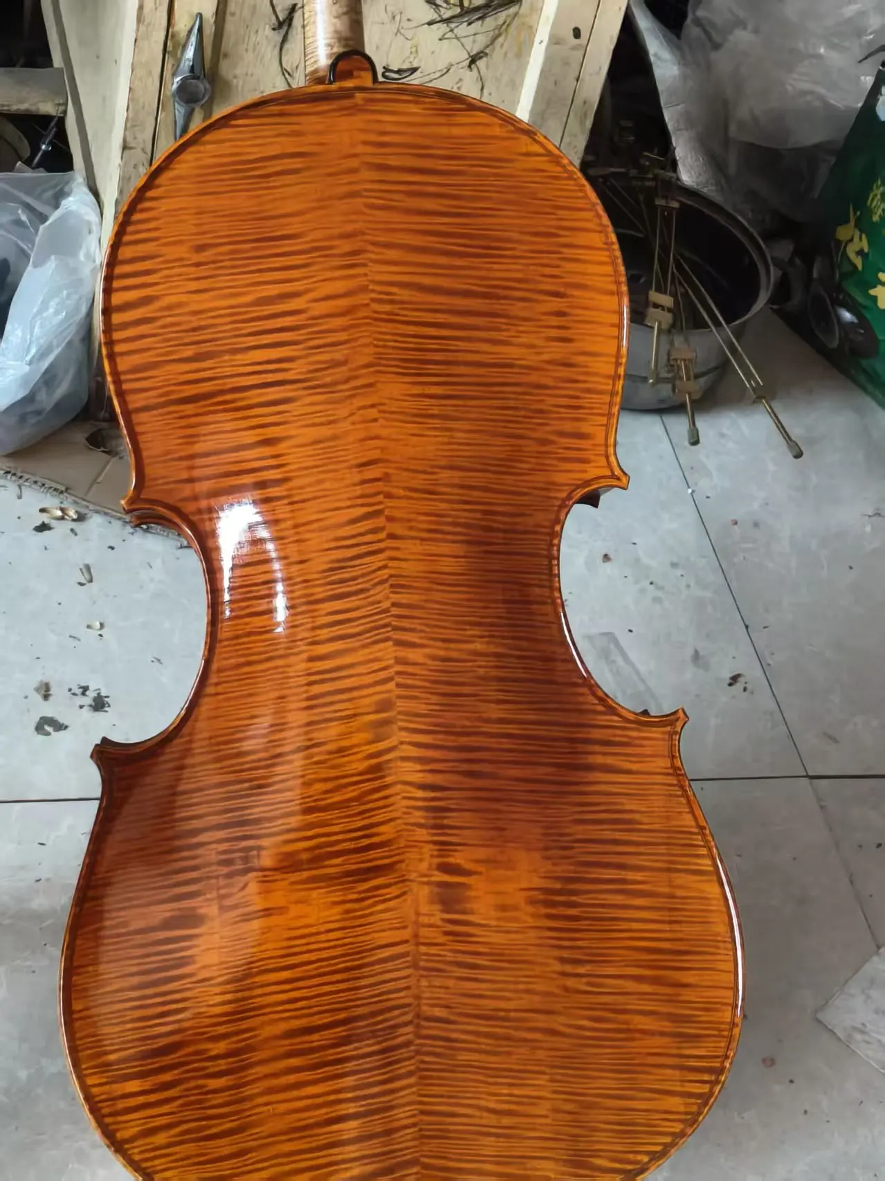 Montagnana model Premium European Maple Tiger Pattern Cello 4/4 size fully handmade Italian retro oily varnish with bag bow