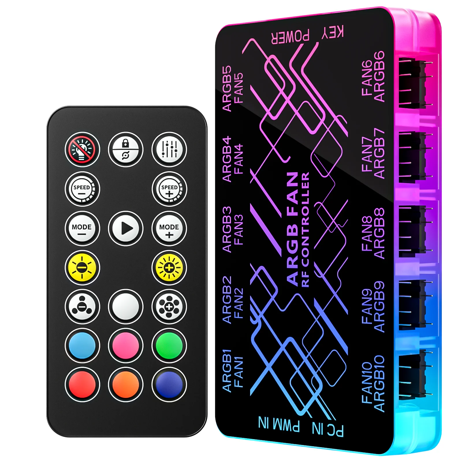 GSCOLER Z-H10 PRO ARGB/PWM dual 10-pin interface Hub Suction-based fixation SATA power supply interface Included remote control