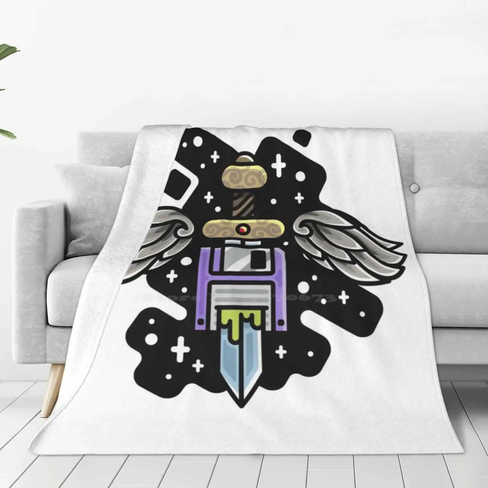 Wings Floppy Sword Soft Warm Light Thin Blanket Wings Floppy Sword Universe Swirl Splash Engraving Stars Colorful Retrò Vintage