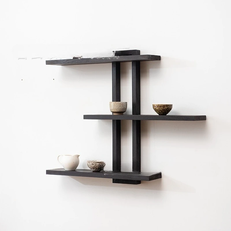 Wooden wall rack 3-piece shelf Floating shelf Bathroom rack Living room wall Book storage rack