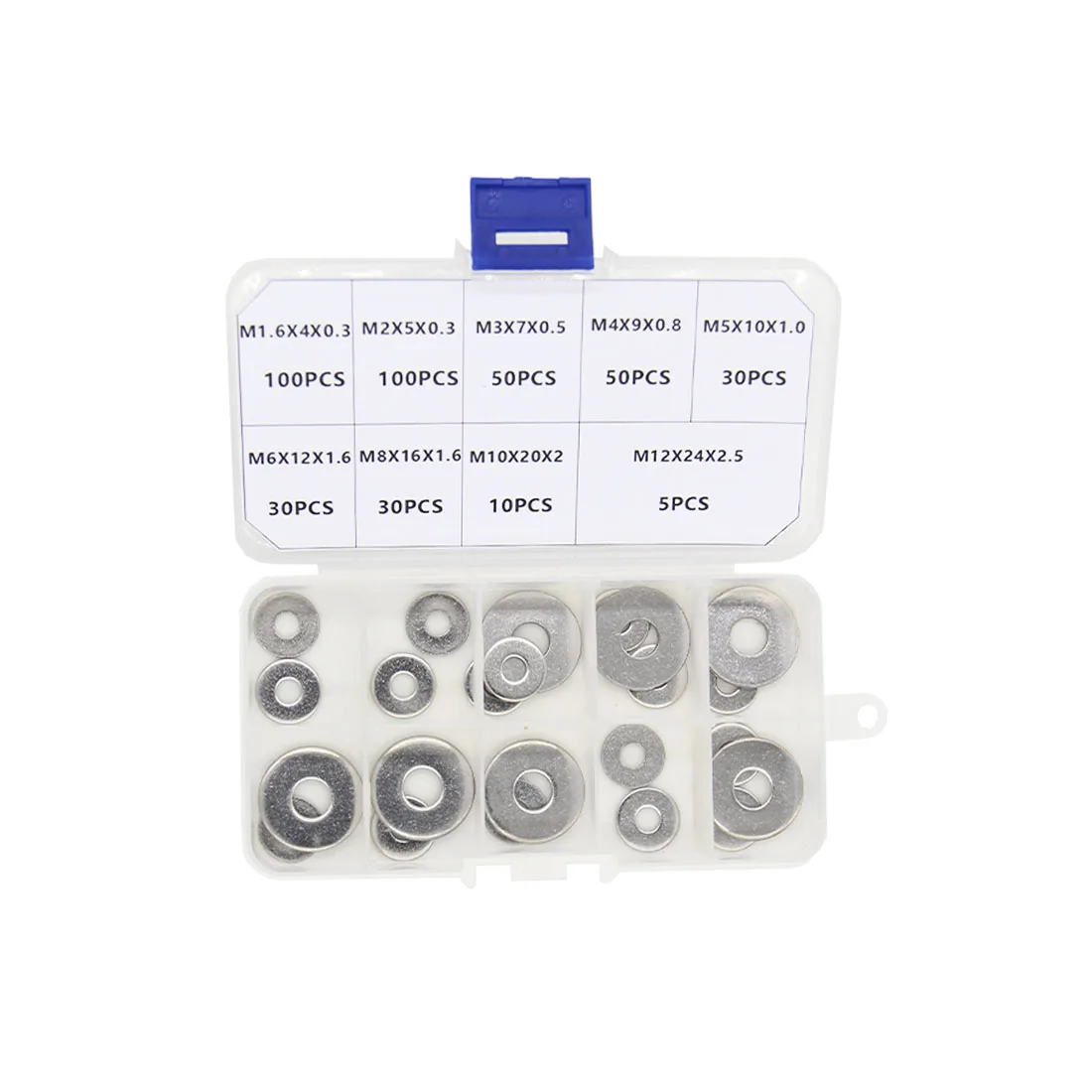 Multi-Size Assortment Kit of Flat & Large Flat Washers M1.6 M2 M3 M4 M5 M6 M8 M10 M12 | DIN125/DIN9021 | 304 Stainless Steel