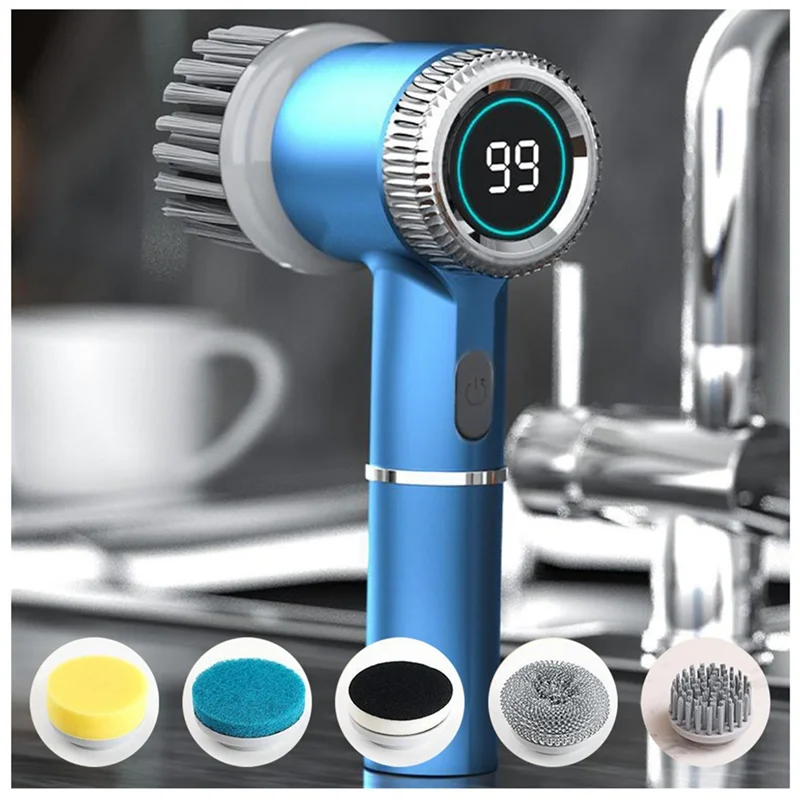 

BABZ-Power Cleaning Brush With 5 Heads & 3 Speeds Electric Scrub IPX7 Water Proof Multifunctional Portable Cleaning Brush