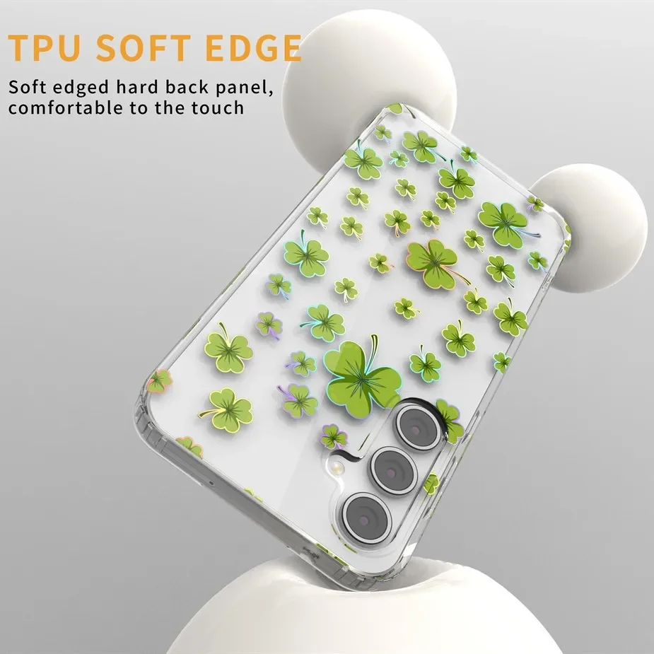 Coque de téléphone transparente à double impression de fleurs, étui à la mode pour samsung A36 A56 A52 A53 A14 A34, couverture florale colorée