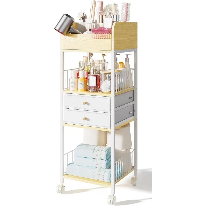 

Makeup Organizer Cart with Drawers,Rolling Bathroom Organizers and Storage-Versatile Skincare & Perfume Storage Vanity Organizer