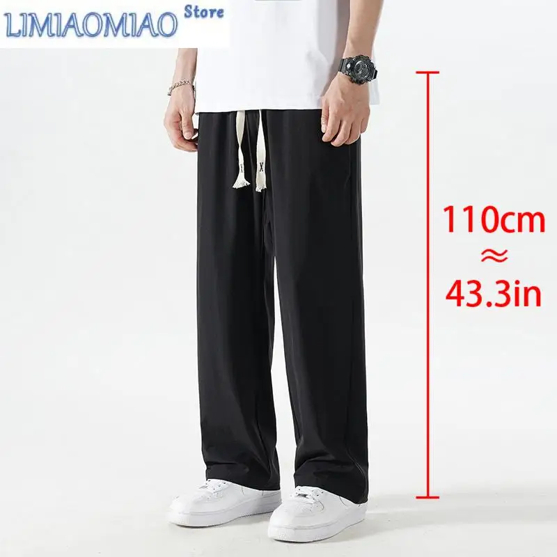 Extra Long 120cm Lce Silk Men Pants Summer Thin 190 Tall Straight Leg Pants Men's Extended 115 Large Men's Pants