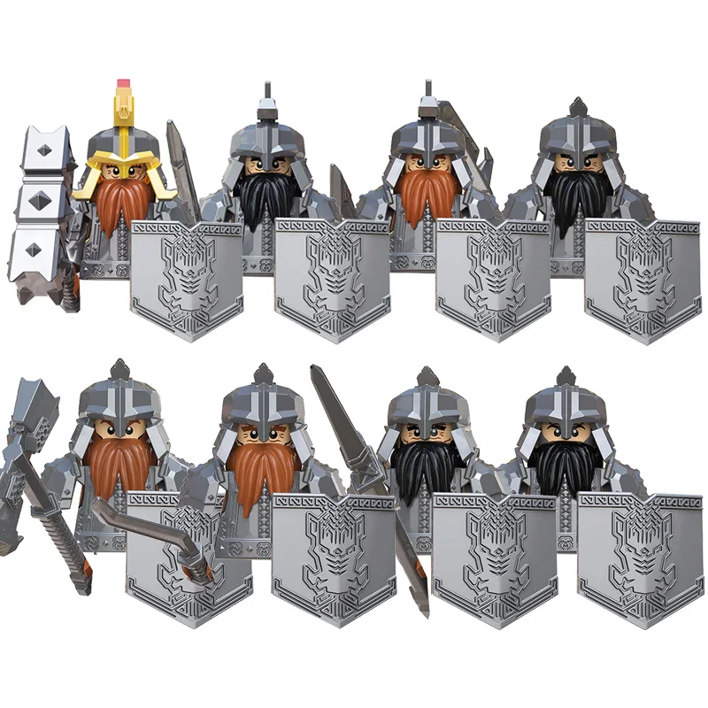 Kids Toys Lord of Rings Dwarf Warriors of the Turin Tribe Medieval Heavy Armored Soldier Military Figures Building Blocks Model