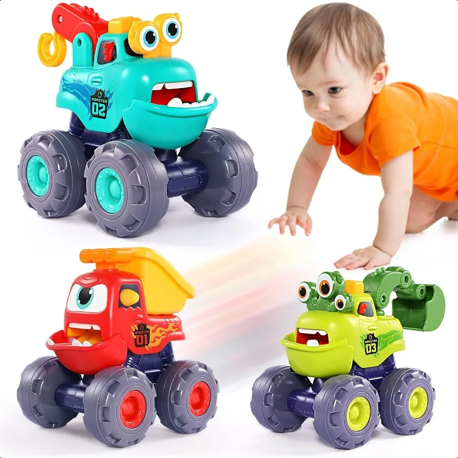 

OCATO Monster Truck Игрушки для мальчика 1, 2, 3 лет, подарок на день рождения, уличная конструкция, игрушечные грузовики, машинки с откатным механизмом для малышей 13 1s