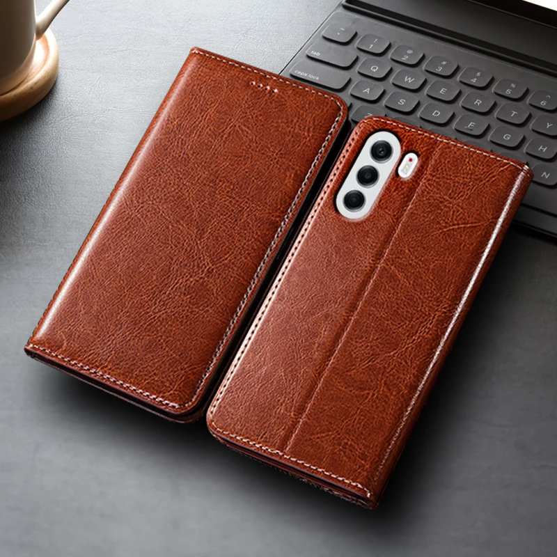 

Crazy Horse Genuine Leather Flip Case For Tecno Camon 17 18 18T 18P 18i 19 20 20S 30 30S 40 Pro Premier Neo 4G 5G Cover Cases