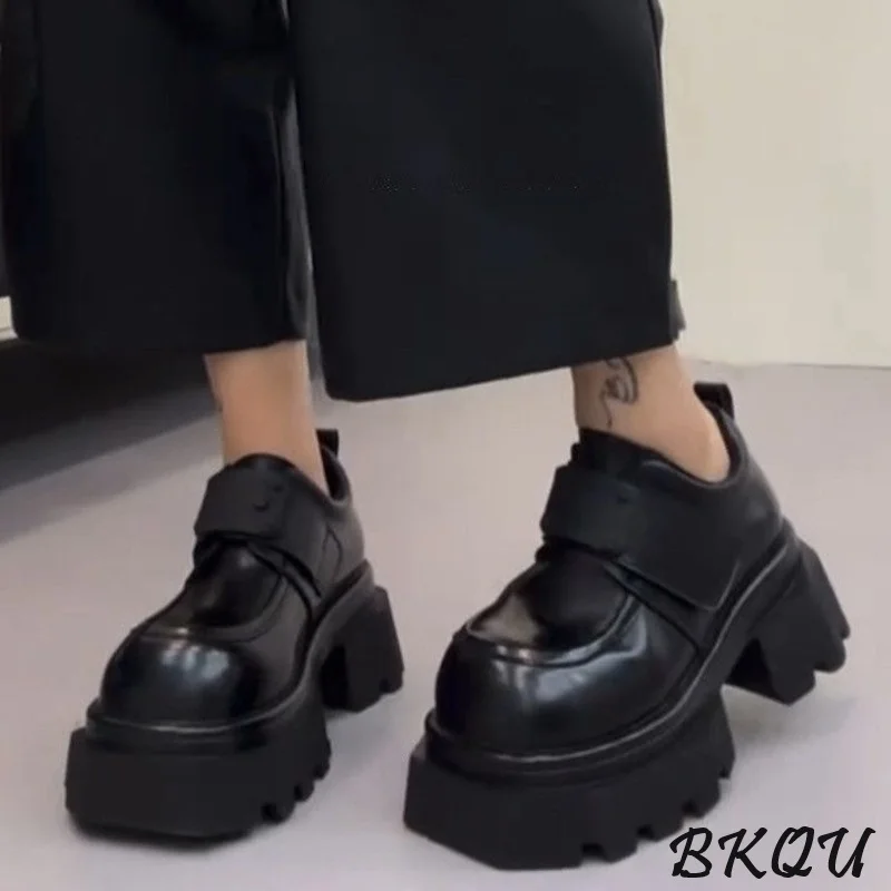 

BKQU Korean Version 2025 Autumn New Style Fashionable Sponge Sole British Color-brushed Loafers Women's Versatile Casual Shoes
