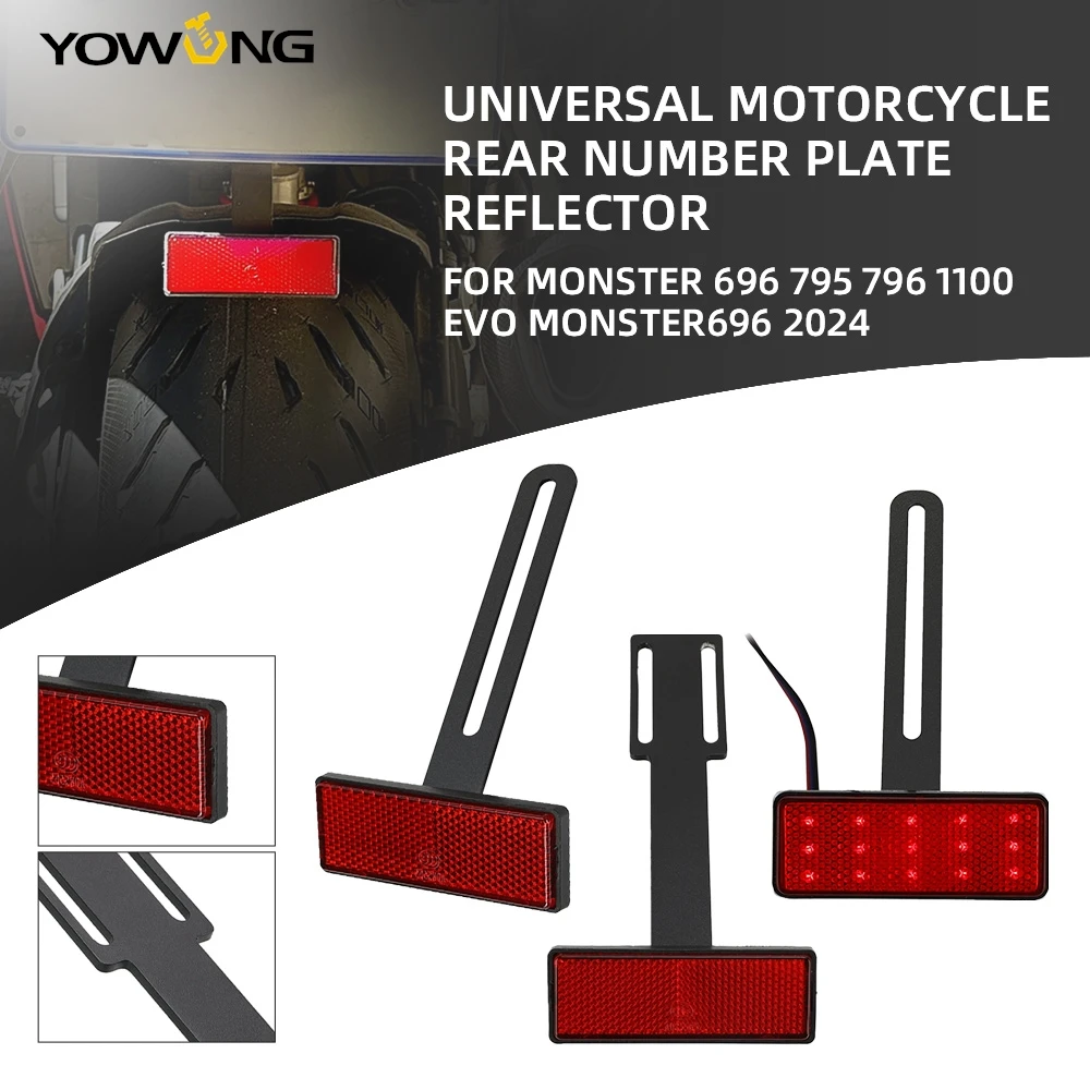 2024 Monster696 Motorcycle Accessories LED License Plate Holder Extend Tail Reflector For Ducati Monster 696 795 796 1100 evo