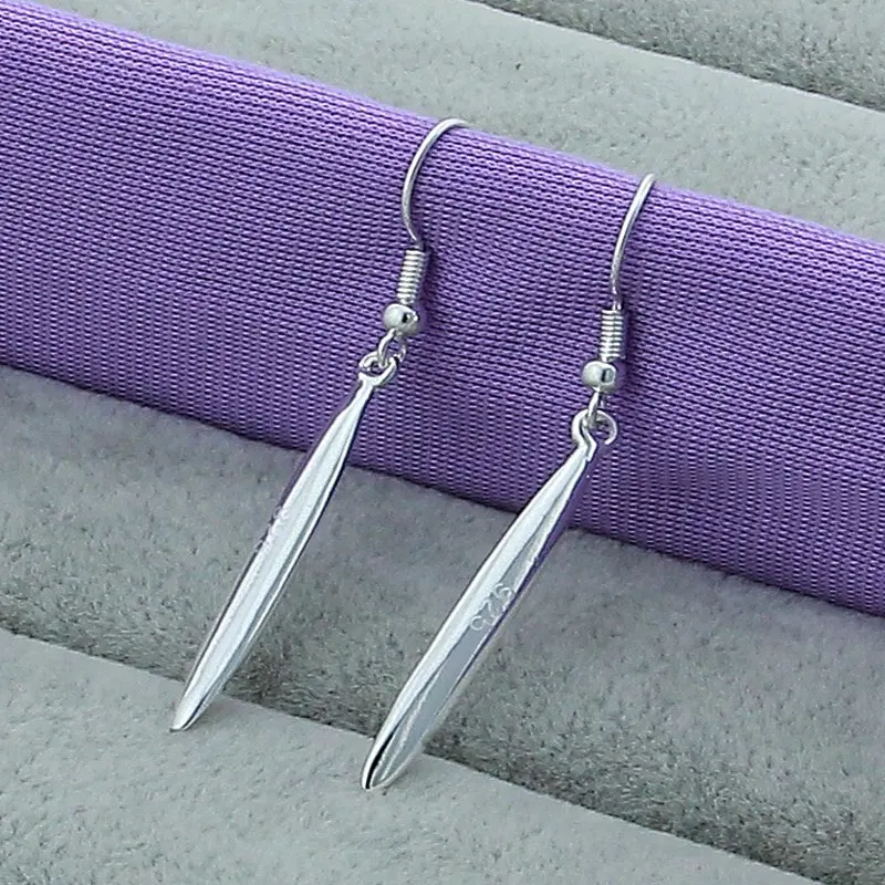 

925 Sterling Silver Earrings Long Leaf Drop Earrings For Women Jewelry Fashion Party and Daily Wear