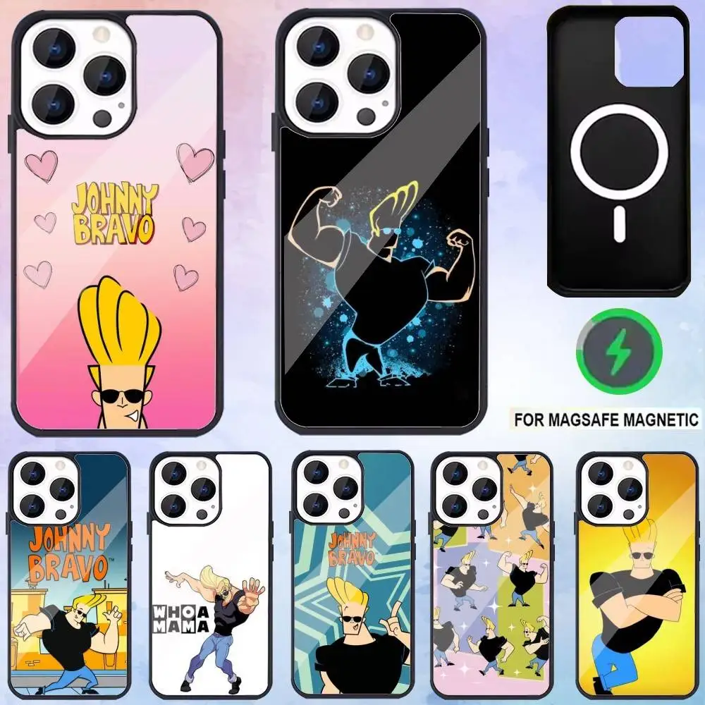 

Johnny Bravo anime Phone Case For iPhone17,16,15,14,13,12,11 Plus,Pro Max Magnetic Magsafe Wireless Charging