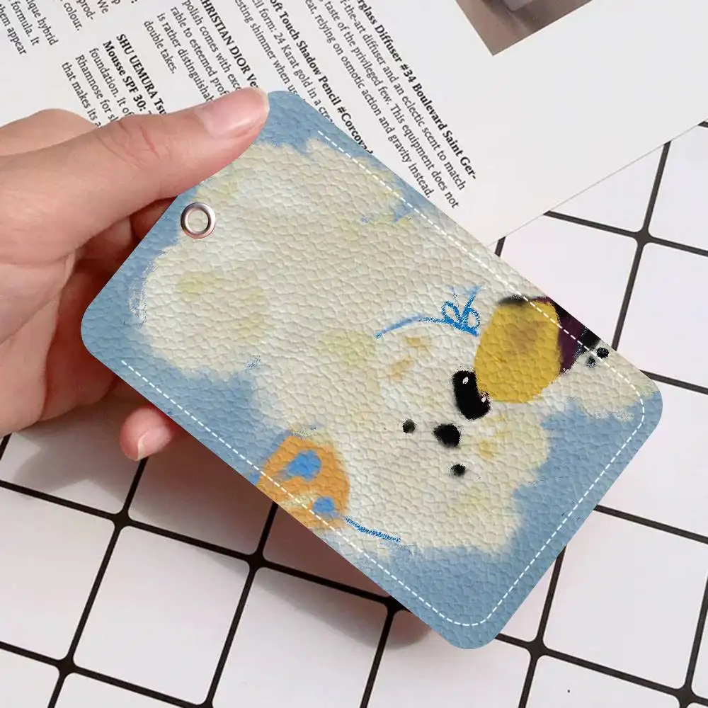 Cute Puppy Pizza Funny Vintage Cartoon 1pc INS Creative Cartoon Student Campus Card Holder For Meal Card, Bus Card, Work Card