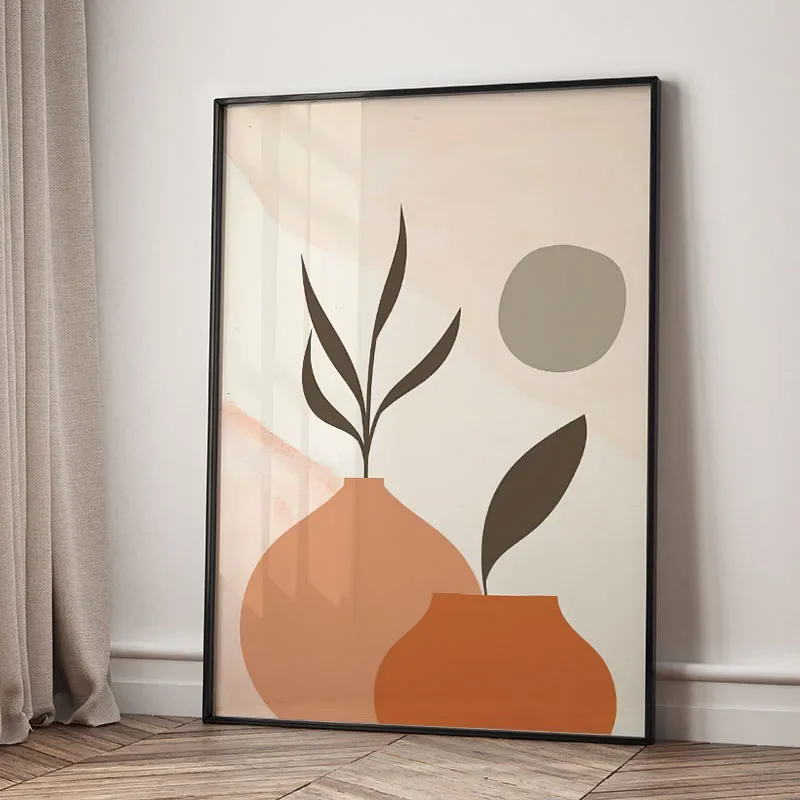 Frameless canvas paintings,Boho Leaves Rainbow Plant Geometry Landscape Wall Art Canvas Painting Abstract Posters And Prints Pic